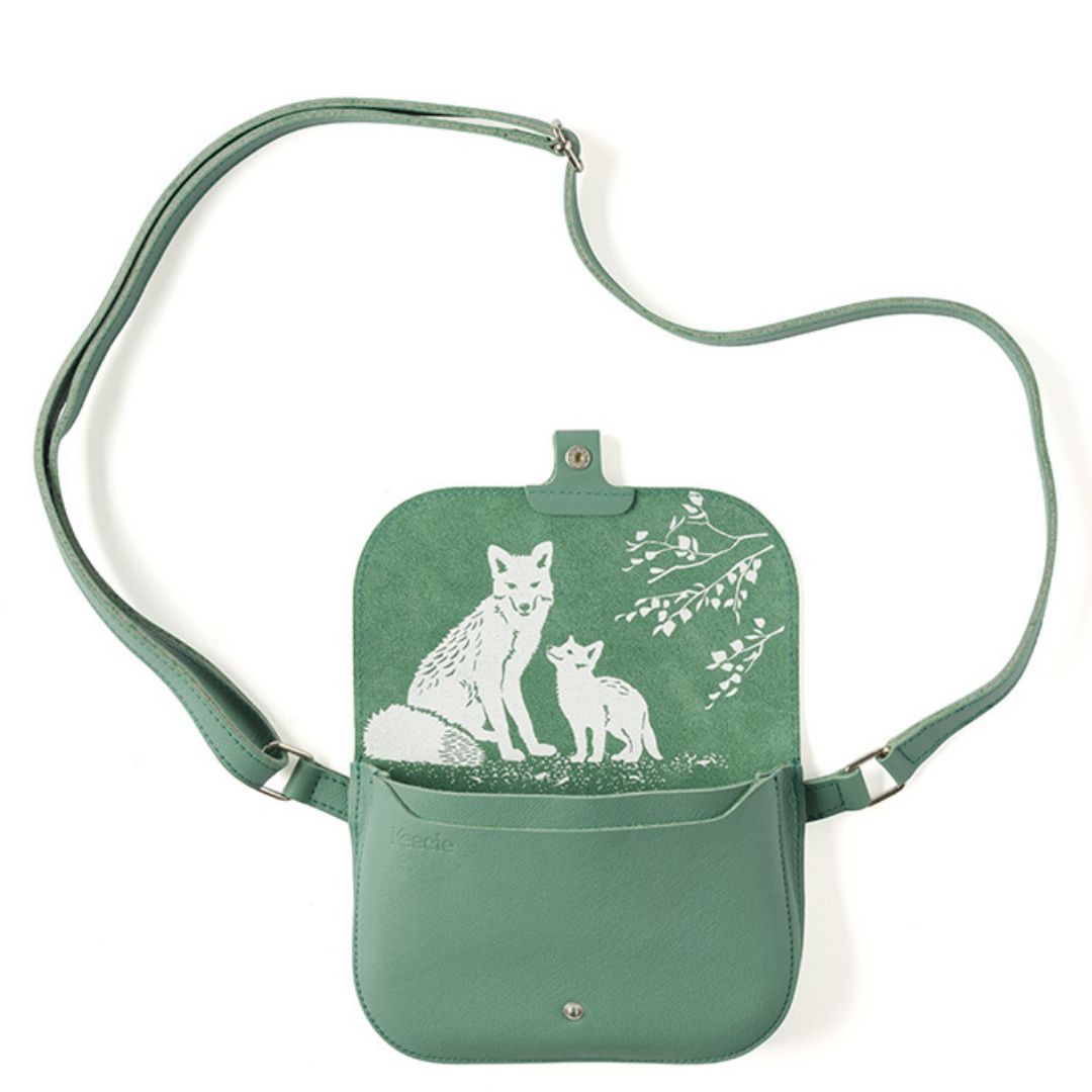 Crossbody veske i skinn Little Fox grønn