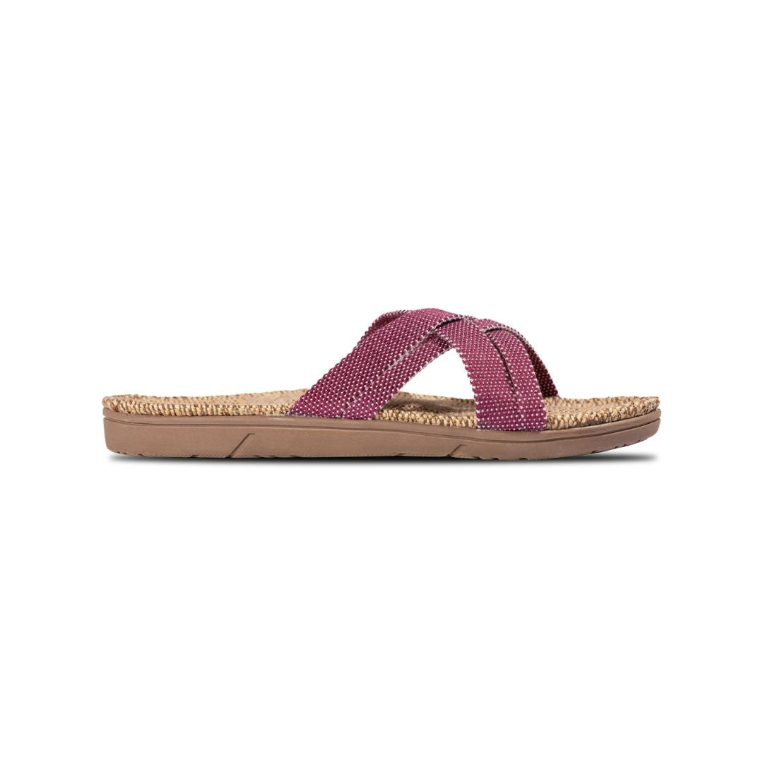 Shangies by Stilov sandaler dame #1 Dusty purple i mørk lilla med komfortabel såle og dekorative detaljer, perfekt til sommerbruk og hverdagsstil.