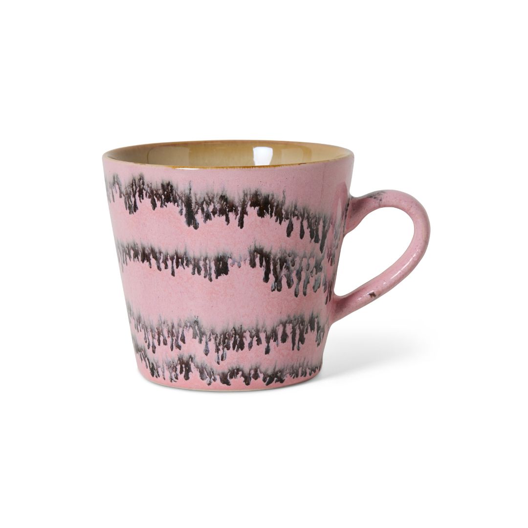 HK Living 70s Cappuccino Mug Bubble i rosa nyanser med håndmalt glasur, 330 ml.