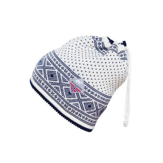 Multihat i hvit merinoull med mønster
