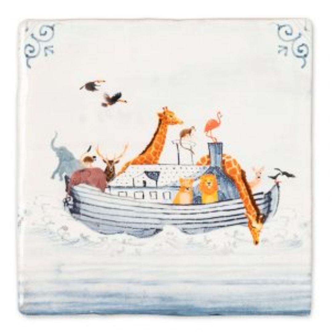 StoryTiles “The Ark of Life”, keramisk flis, størrelse S (10 x10 xm.), dyr i arken