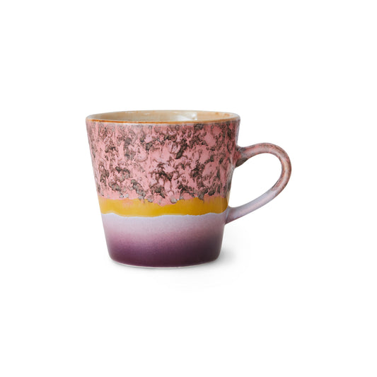 HK Living 70's Americano kaffekopp Blast – keramikk med grafisk 70-tallsdesign i rosa, lilla og gul